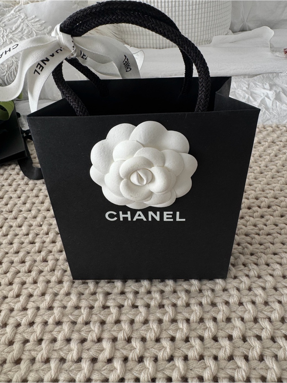 Small Empty CHANEL Black Paper Bag